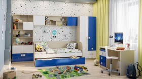 Детская комната Скай Люкс (Синий/Белый/корпус Клен) в Химках - ximki.katalogmebeli.com | фото