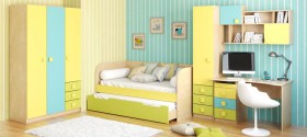Детская комната Смайли (Желтый/Голубой/Зеленый/корпус Клен) в Химках - ximki.katalogmebeli.com | фото