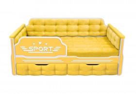 Кровать 160 серии Спорт 2 ящика 74 Жёлтый (мягкие боковые накладки) в Химках - ximki.katalogmebeli.com | фото