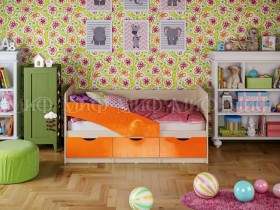 Кровать Бабочки 1,6м (Оранжевый металлик) в Химках - ximki.katalogmebeli.com | фото