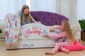 Кровать детская Эльза с бортиком Принцесса Белый/Фиолетовый в Химках - ximki.katalogmebeli.com | фото