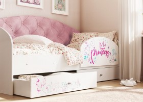 Кровать детская Эльза с бортиком Принцесса Белый/Розовый в Химках - ximki.katalogmebeli.com | фото