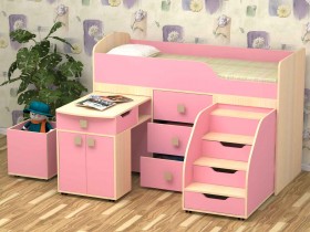 Кровать детская Фея 1.6 Дуб молочный/Розовый в Химках - ximki.katalogmebeli.com | фото