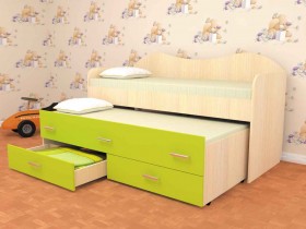 Кровать детская Нимфа двухместная 2.0 Дуб молочный/Лайм в Химках - ximki.katalogmebeli.com | фото