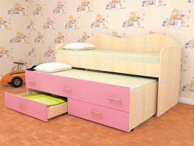 Кровать детская Нимфа двухместная 2.0 Дуб молочный/Розовый в Химках - ximki.katalogmebeli.com | фото