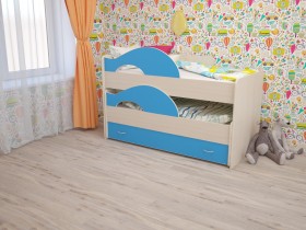 Кровать детская Радуга 1600 Млечный дуб/Голубой в Химках - ximki.katalogmebeli.com | фото