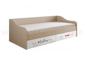 Кровать Girl Вега 0,9 м (Дуб беленый/Белый глянец/фотопечать) в Химках - ximki.katalogmebeli.com | фото