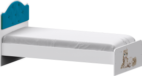 Кровать Каспер с мягкой спинкой и фотопечатью (800х1900)  Белый/Бирюза в Химках - ximki.katalogmebeli.com | фото