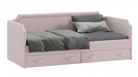 Кровать с мягкой обивкой и ящиками «Кантри» Тип 1 (900) (Велюр пудровый) в Химках - ximki.katalogmebeli.com | фото