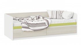 Кровать «Сканди» с 2 ящиками Дуб Гарден/Белый/Зеленый в Химках - ximki.katalogmebeli.com | фото