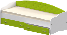 Кровать Софа-8 с мягкой спинкой (900х1900) Белый/Лайм в Химках - ximki.katalogmebeli.com | фото