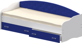 Кровать Софа-8 с мягкой спинкой (900х1900) Белый/Синий в Химках - ximki.katalogmebeli.com | фото