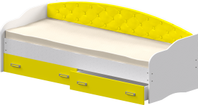 Кровать Софа-8 с мягкой спинкой (900х2000) Белый/Желтый в Химках - ximki.katalogmebeli.com | фото 1