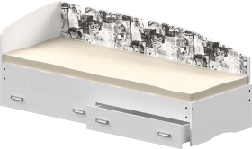 Кровать Софа-9 с мягкой спинкой с рисунком Милана (900х2000) Белый в Химках - ximki.katalogmebeli.com | фото