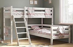Кровать Соня вариант 8 угловая с наклонной лестницей Белый полупрозрачный в Химках - ximki.katalogmebeli.com | фото