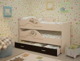 Кровать выкатная Радуга-Сафари детская 1600 Млечный дуб/Венге в Химках - ximki.katalogmebeli.com | фото