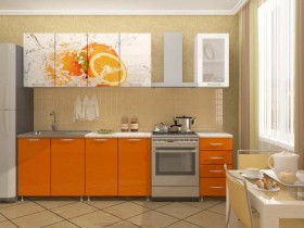 Кухонный гарнитур 1,8м Апельсин (Белый/Оранжевый металлик/Фотопечать апельсин) в Химках - ximki.katalogmebeli.com | фото