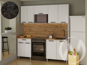 Кухня Кьяра 2.0м с окапом (корпус белый/карбон фарфор) 26мм кастилло темный в Химках - ximki.katalogmebeli.com | фото