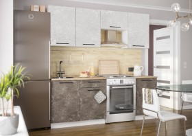 Кухонный гарнитур Нувель 2100мм белый/бетон коричневый в Химках - ximki.katalogmebeli.com | фото