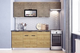 Кухонный гарнитур Стоун 2.2 (белый/камень темно-серый/акация светлая) в Химках - ximki.katalogmebeli.com | фото
