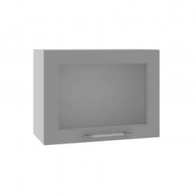 Квадро ВПГС 600 шкаф верхний горизонтальный со стеклом высокий (Ваниль кожа/корпус Серый) в Химках - ximki.katalogmebeli.com | фото