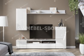 Мебель для гостиной МГС 4 (Белый/Белый глянец) в Химках - ximki.katalogmebeli.com | фото