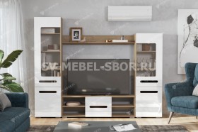 Мебель для гостиной МГС 6 (Исполнение 1/Дуб золотой/Белый глянец) в Химках - ximki.katalogmebeli.com | фото