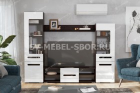 Мебель для гостиной МГС 6 (Исполнение 1/Венге/Белый глянец) в Химках - ximki.katalogmebeli.com | фото