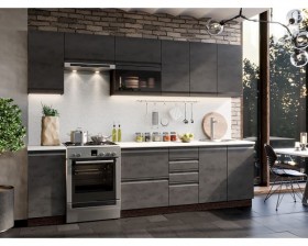 Модульная кухня Бруклин 2,8 м (Бетон черный/Венге) в Химках - ximki.katalogmebeli.com | фото