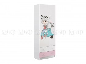 Шкаф 2-х створчатый Fashion-1 Вега (Белый/Розовый) в Химках - ximki.katalogmebeli.com | фото