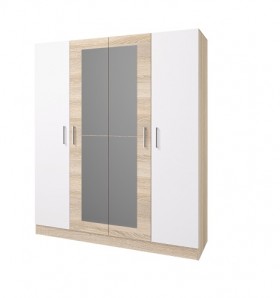 Шкаф 4-х створчатый Леси с зеркалом (Сонома/Белый) в Химках - ximki.katalogmebeli.com | фото