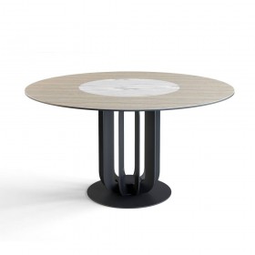 Стол круглый Rotor (160), шпон + керамика светлая в Химках - ximki.katalogmebeli.com | фото